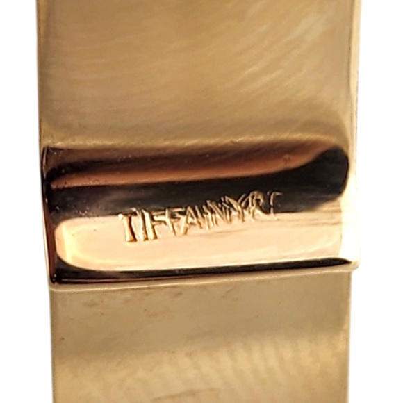 Tiffany & Co 14 Karat Yellow Gold Tie / Money Clip with Sapphire #18557 - Picture 7 of 10